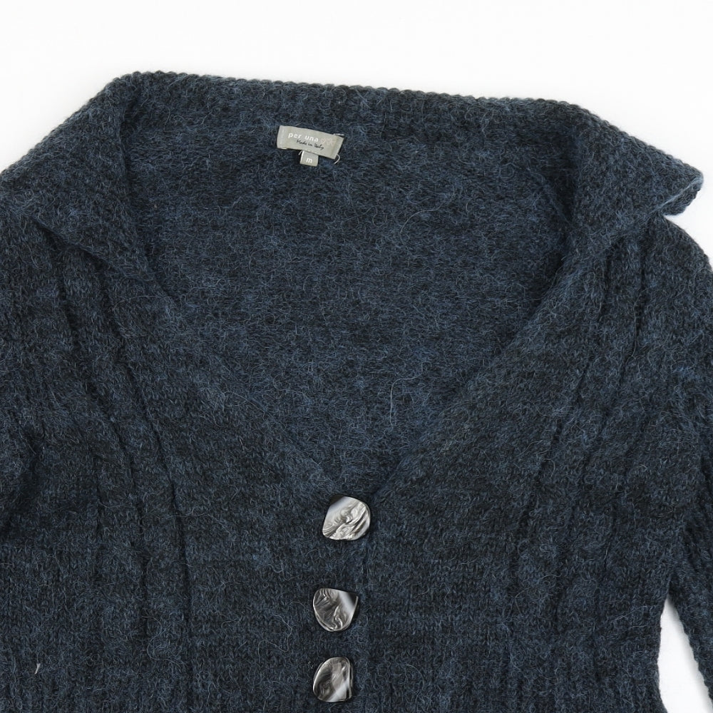 Per Una Womens Blue  Knit Cardigan Jumper Size M