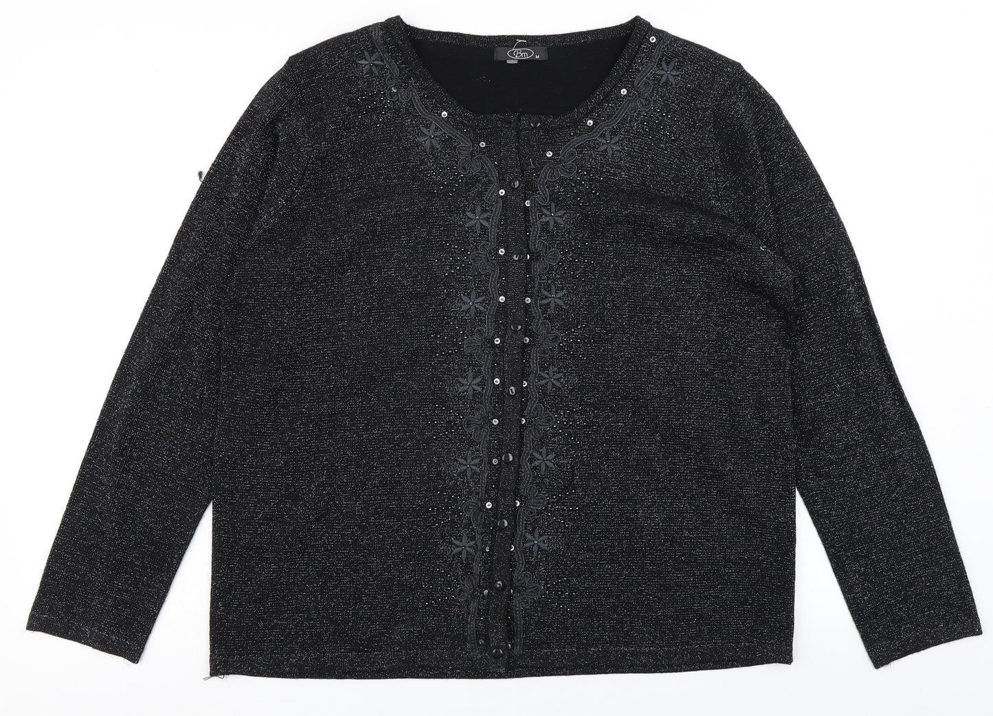 BM Womens Black  Knit Cardigan Jumper Size M