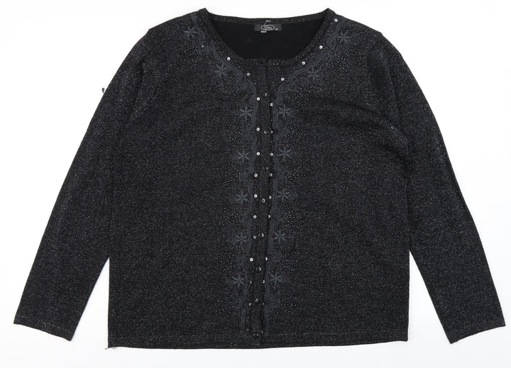 BM Womens Black  Knit Cardigan Jumper Size M