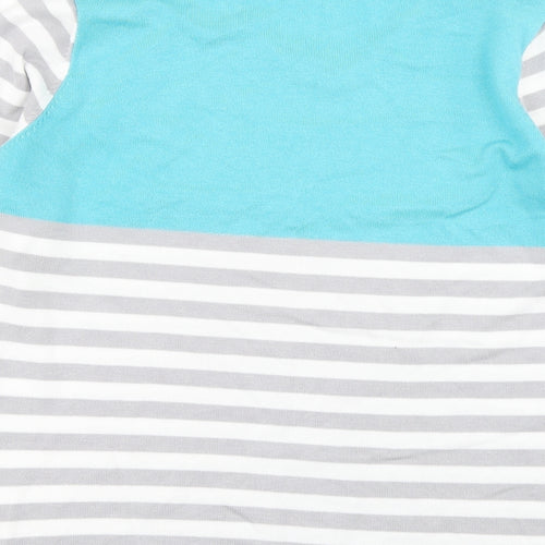 //text.. Womens Grey Striped Knit Pullover Jumper Size L