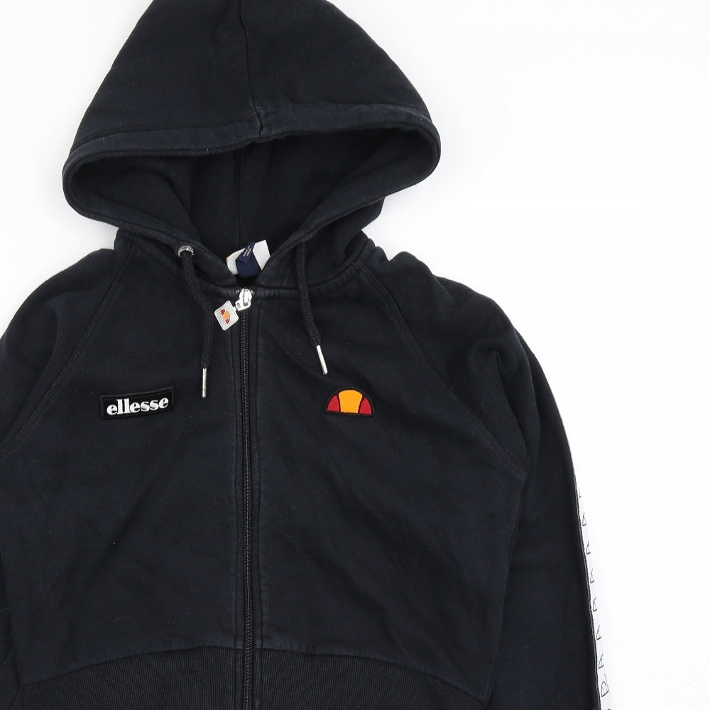 ellesse Womens Black   Full Zip Hoodie Size 10  - Cropped