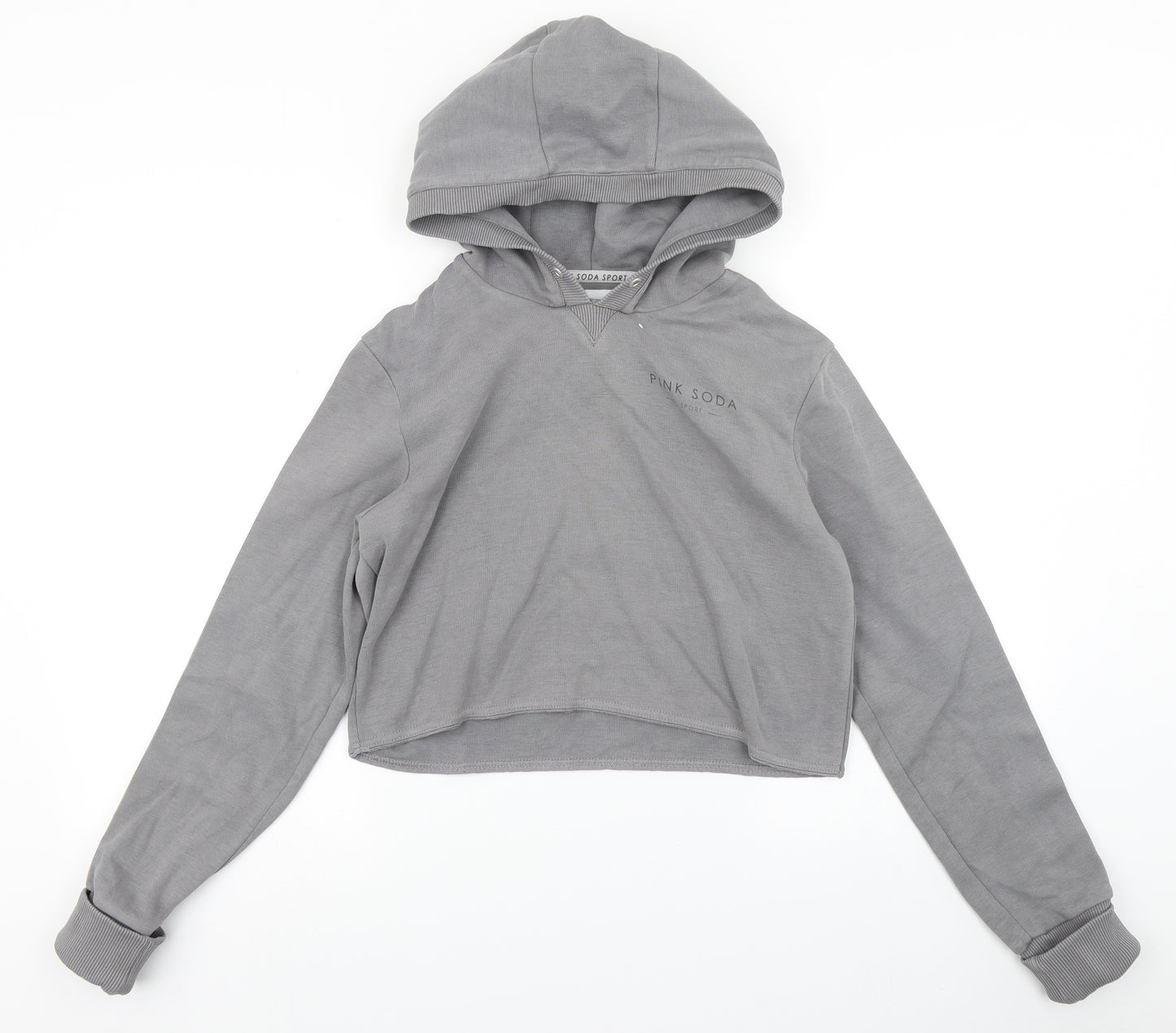 Pink Soda Sport Womens Grey   Pullover Hoodie Size 10  - Cropped
