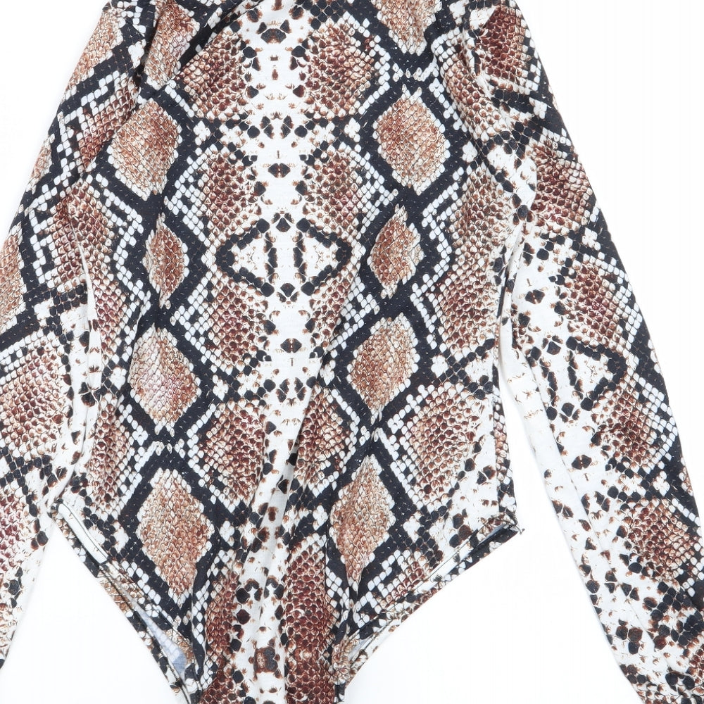 PLT Womens Multicoloured Geometric  Bodysuit One-Piece Size 10