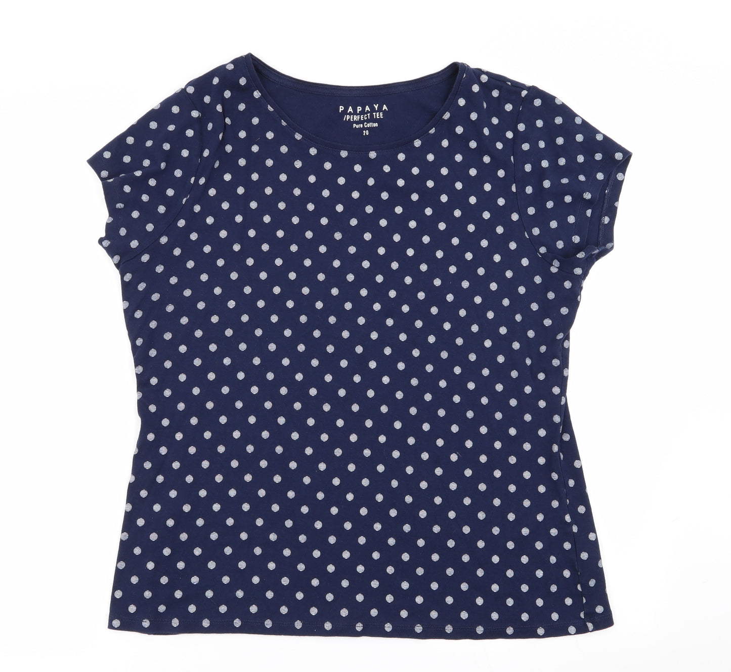 Papaya Womens Blue Polka Dot  Basic T-Shirt Size 20