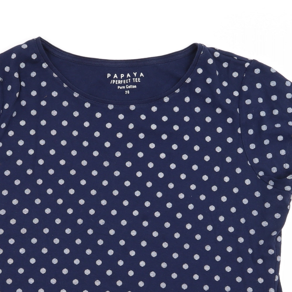 Papaya Womens Blue Polka Dot  Basic T-Shirt Size 20