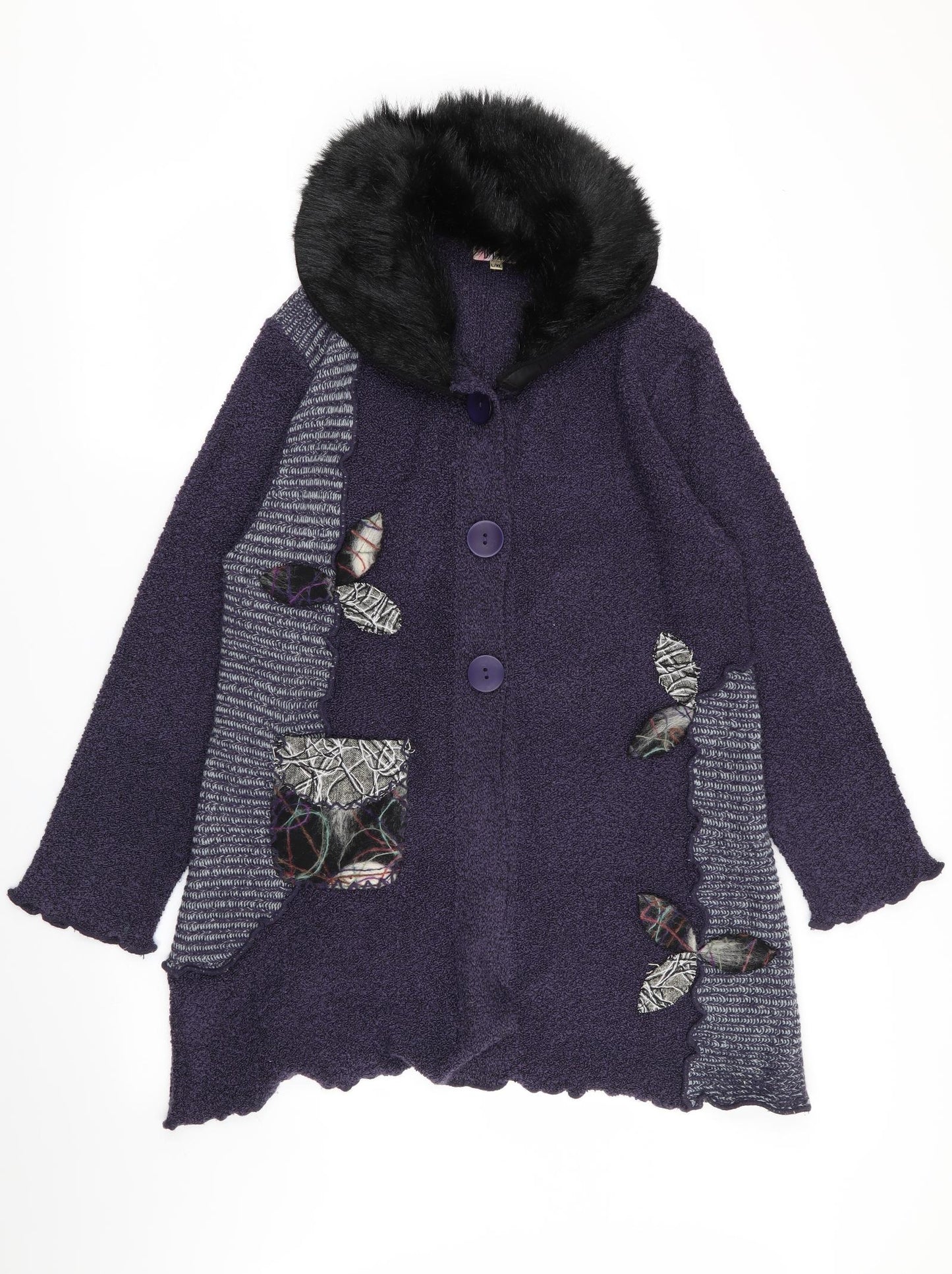 dizie Womens Purple Geometric  Cardigan Jumper Size L