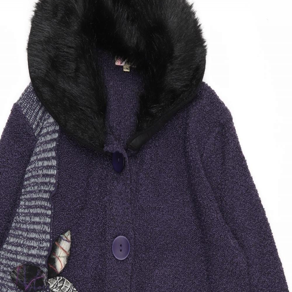 dizie Womens Purple Geometric  Cardigan Jumper Size L
