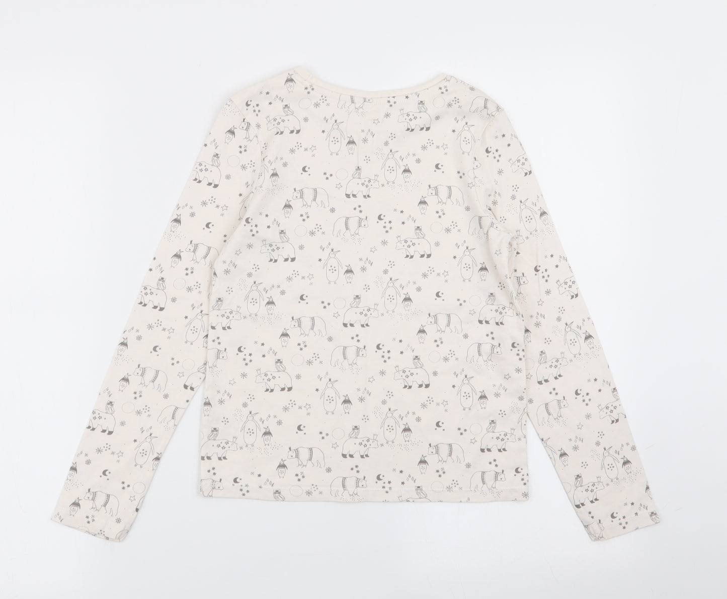 TU Girls Ivory Animal Print  Basic T-Shirt Size 9 Years