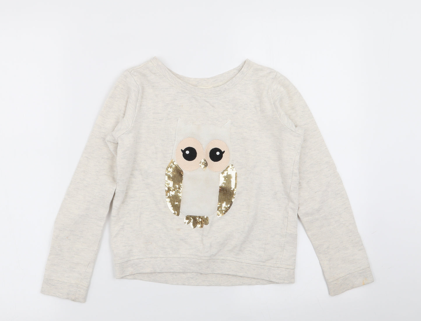 H&M Girls Beige Animal Print  Pullover Jumper Size 9-10 Years