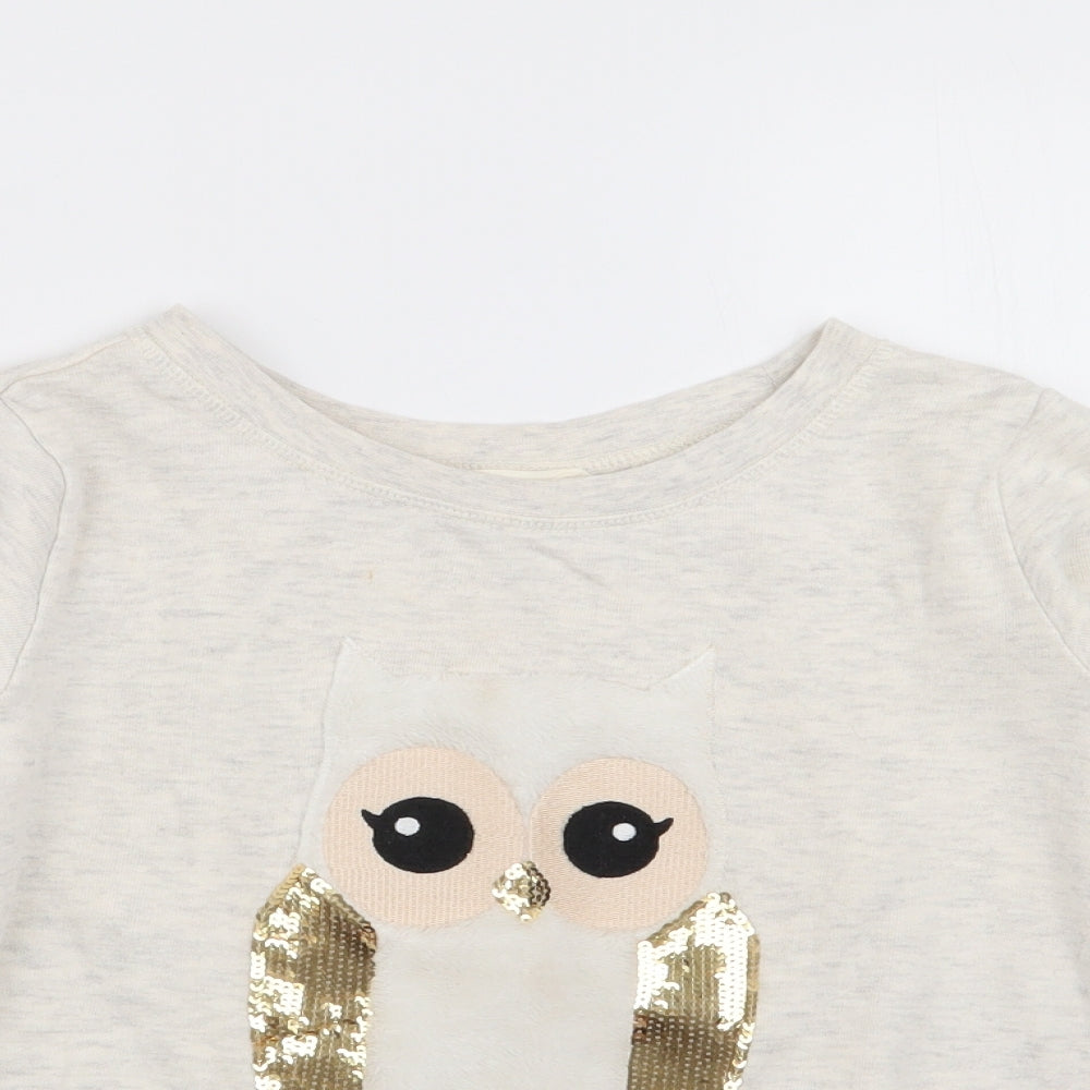 H&M Girls Beige Animal Print  Pullover Jumper Size 9-10 Years