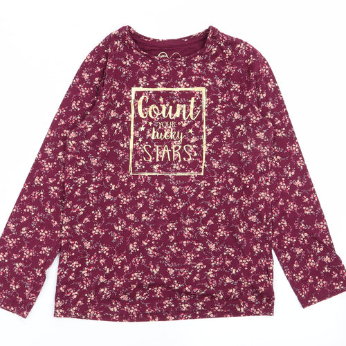 M  Girls Red Floral  Basic T-Shirt Size 8 Years