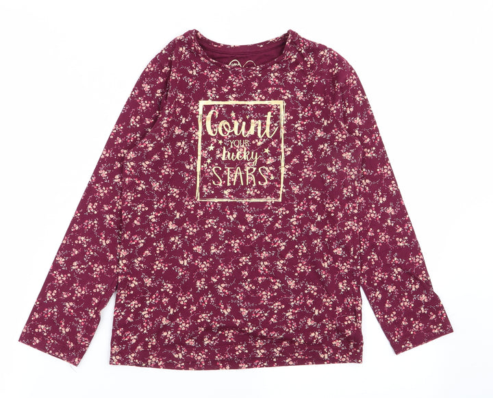 M Girls Red Floral Basic T-Shirt Size 8 Years