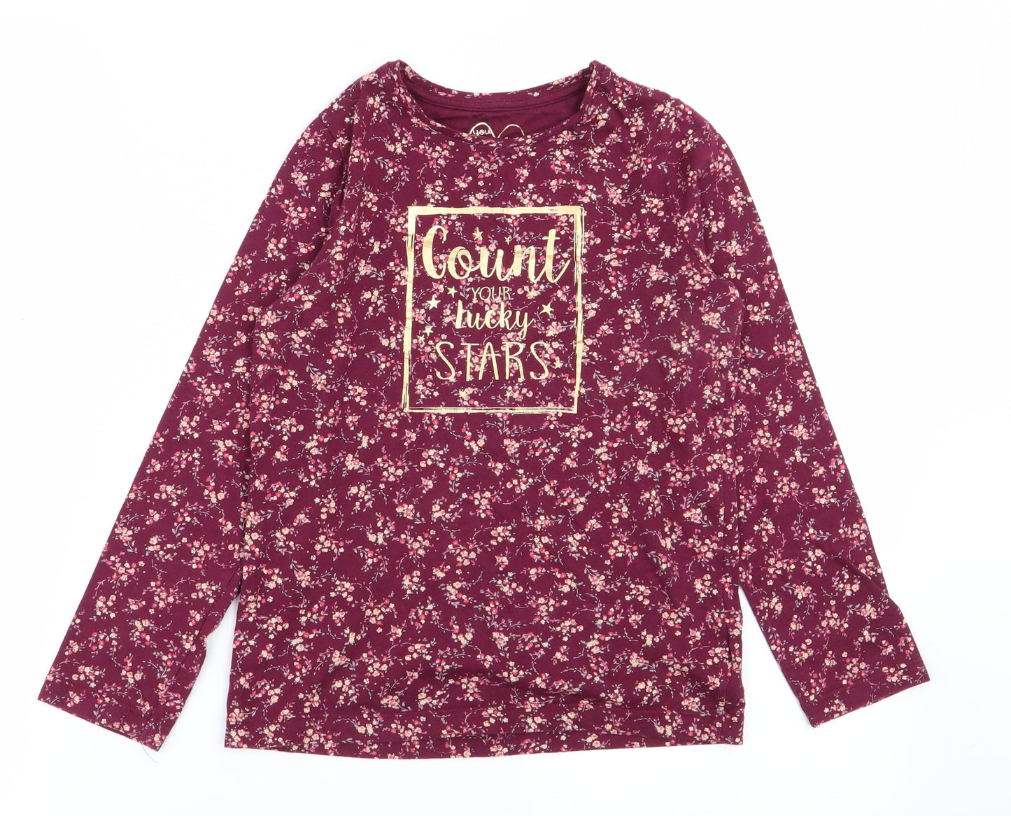 M  Girls Red Floral  Basic T-Shirt Size 8 Years