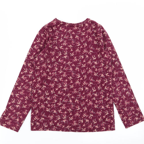 M  Girls Red Floral  Basic T-Shirt Size 8 Years