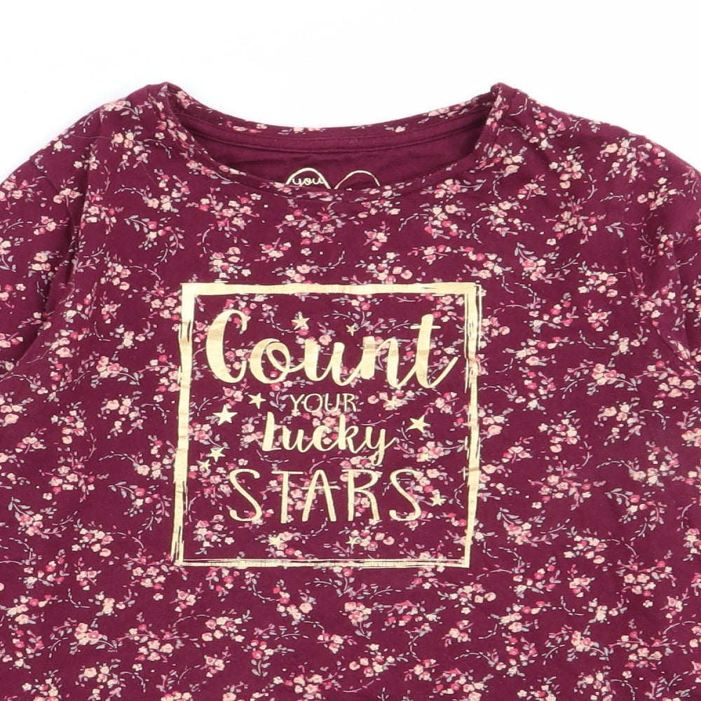 M  Girls Red Floral  Basic T-Shirt Size 8 Years