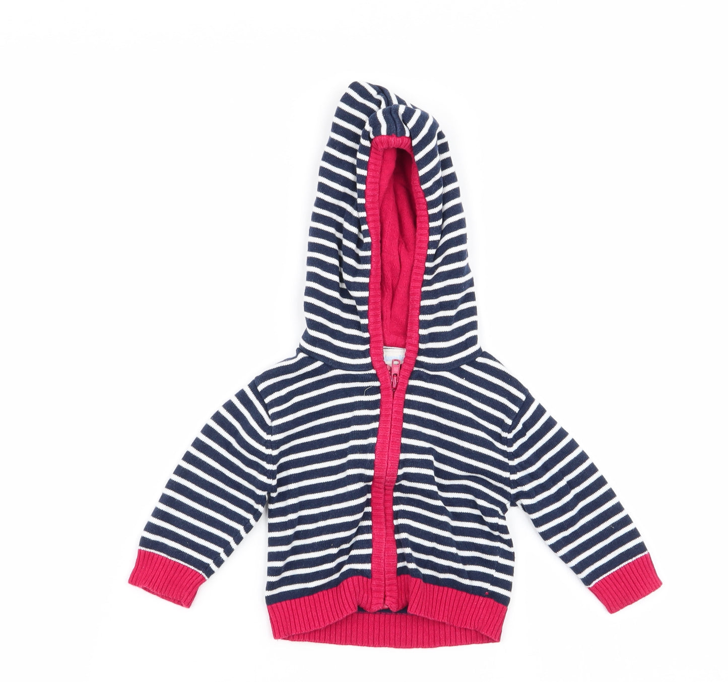 JoJo Maman Bébé Boys Multicoloured Striped  Full Zip Jumper Size 0-3 Months