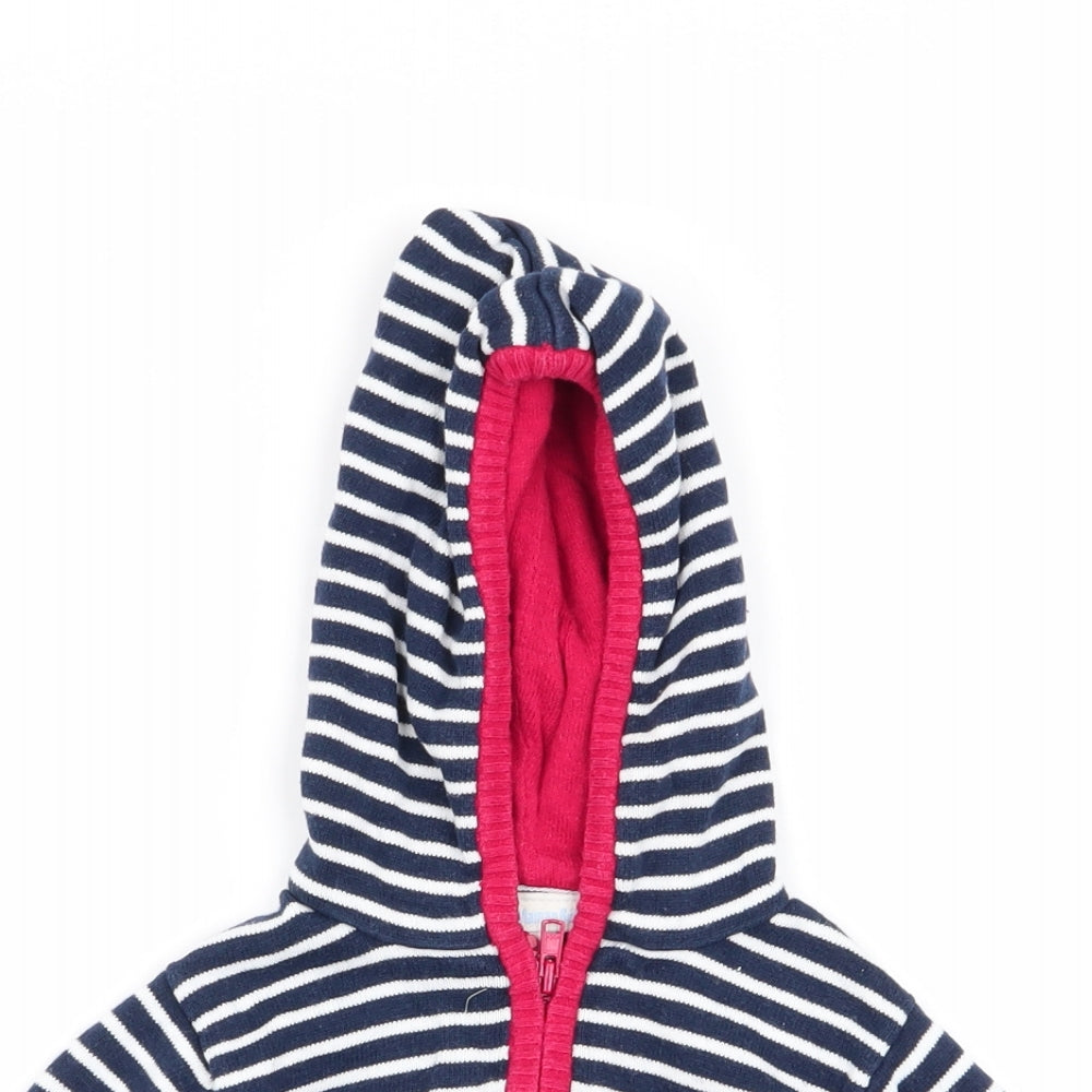 JoJo Maman Bébé Boys Multicoloured Striped  Full Zip Jumper Size 0-3 Months