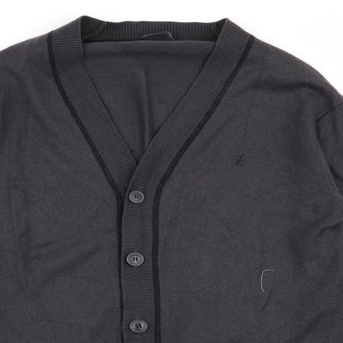 French Connection Mens Grey Striped  Cardigan Jumper Size XL