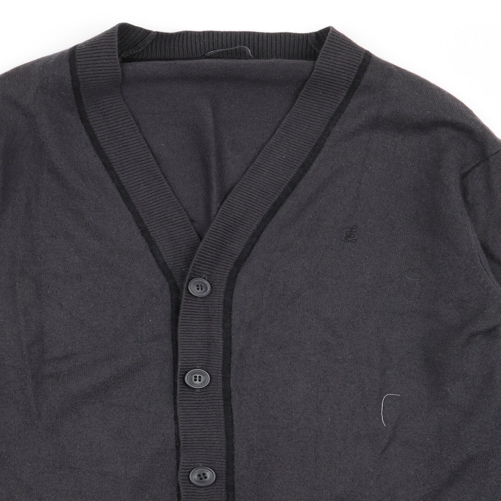 French Connection Mens Grey Striped  Cardigan Jumper Size XL