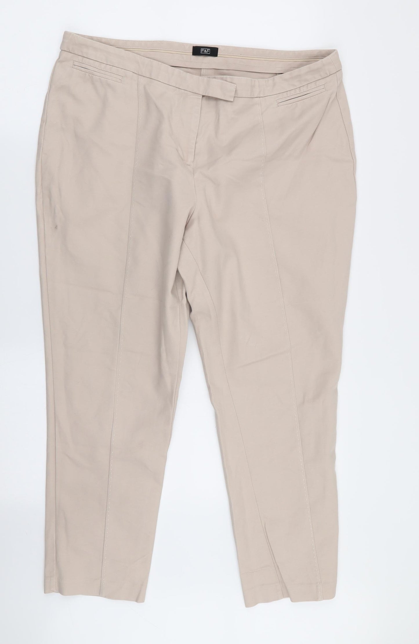 F&F Womens Beige   Trousers  Size 18 L26 in