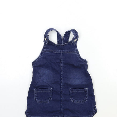 Maine Baby Blue  Denim Pinafore/Dungaree Dress  Size 9-12 Months