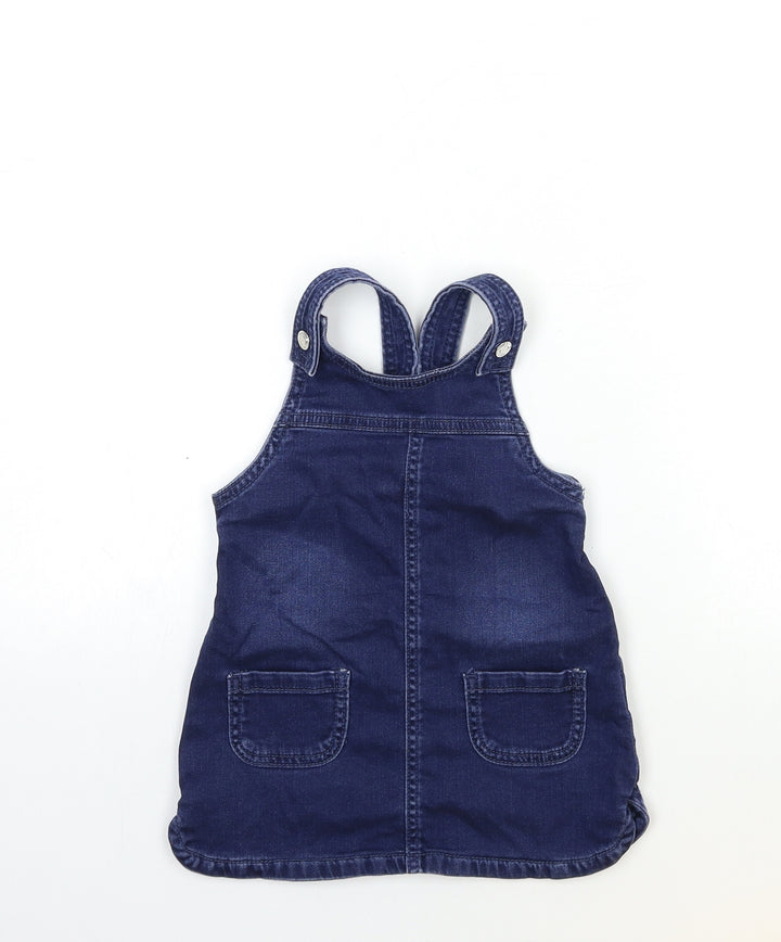 Maine Baby Blue Denim Pinafore/Dungaree Dress Size 9-12 Months