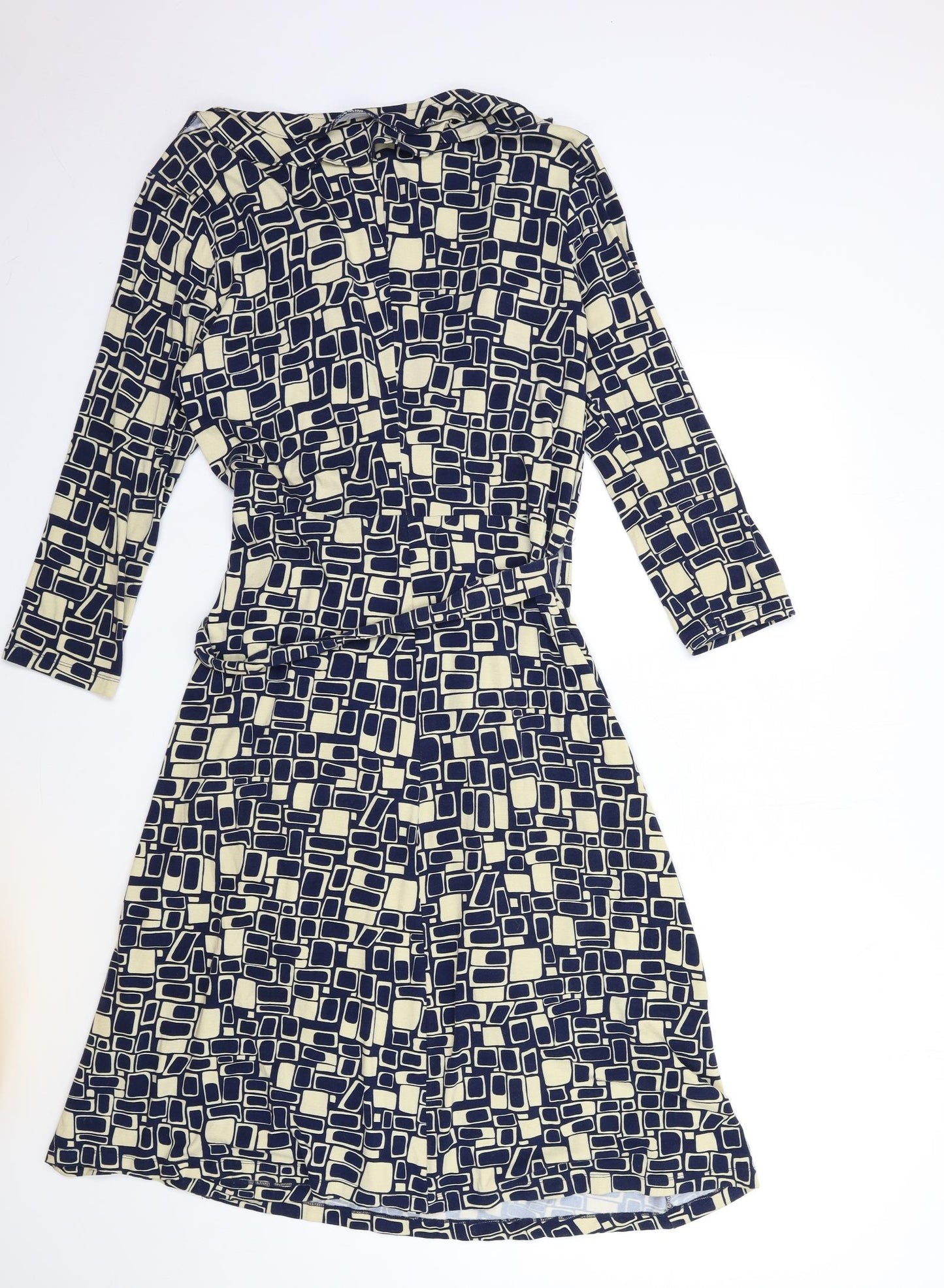 Betty Jackson Womens Blue Geometric  Wrap Dress  Size 14