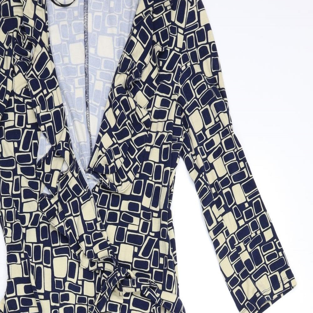 Betty Jackson Womens Blue Geometric  Wrap Dress  Size 14