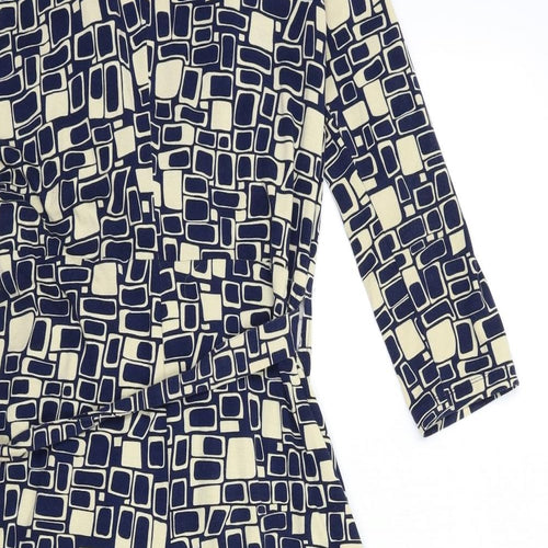 Betty Jackson Womens Blue Geometric  Wrap Dress  Size 14