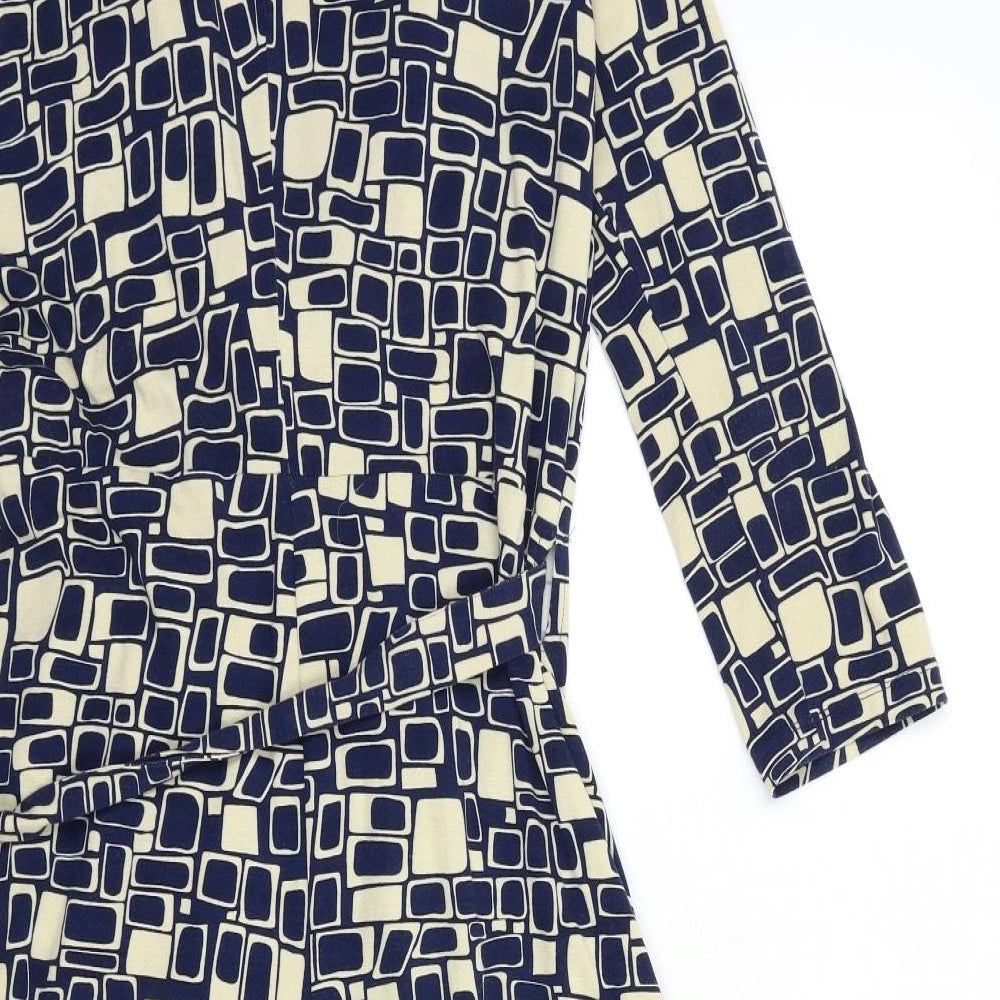 Betty Jackson Womens Blue Geometric  Wrap Dress  Size 14