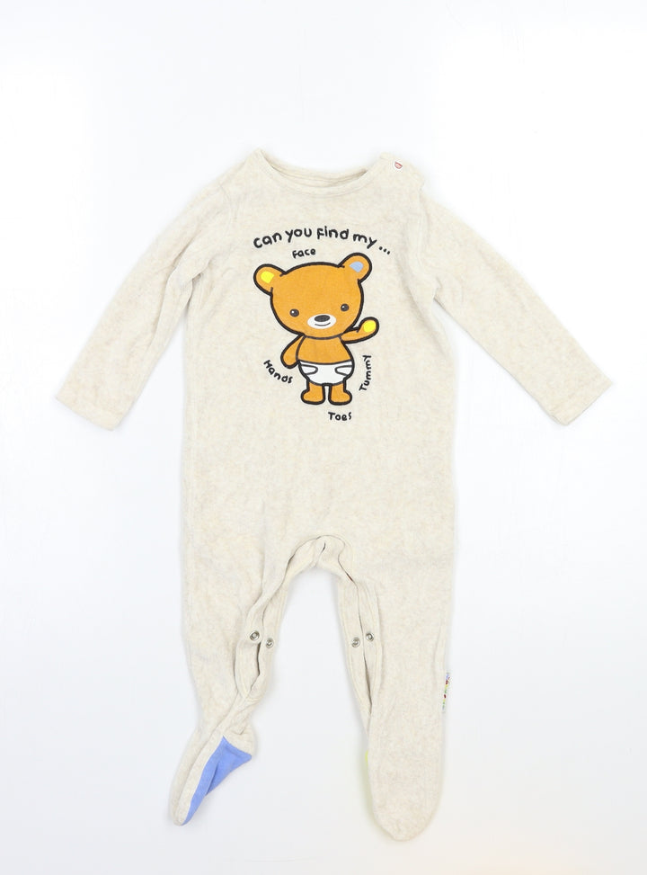 F&F Baby Beige Fleece Babygrow One-Piece Size 6-9 Months