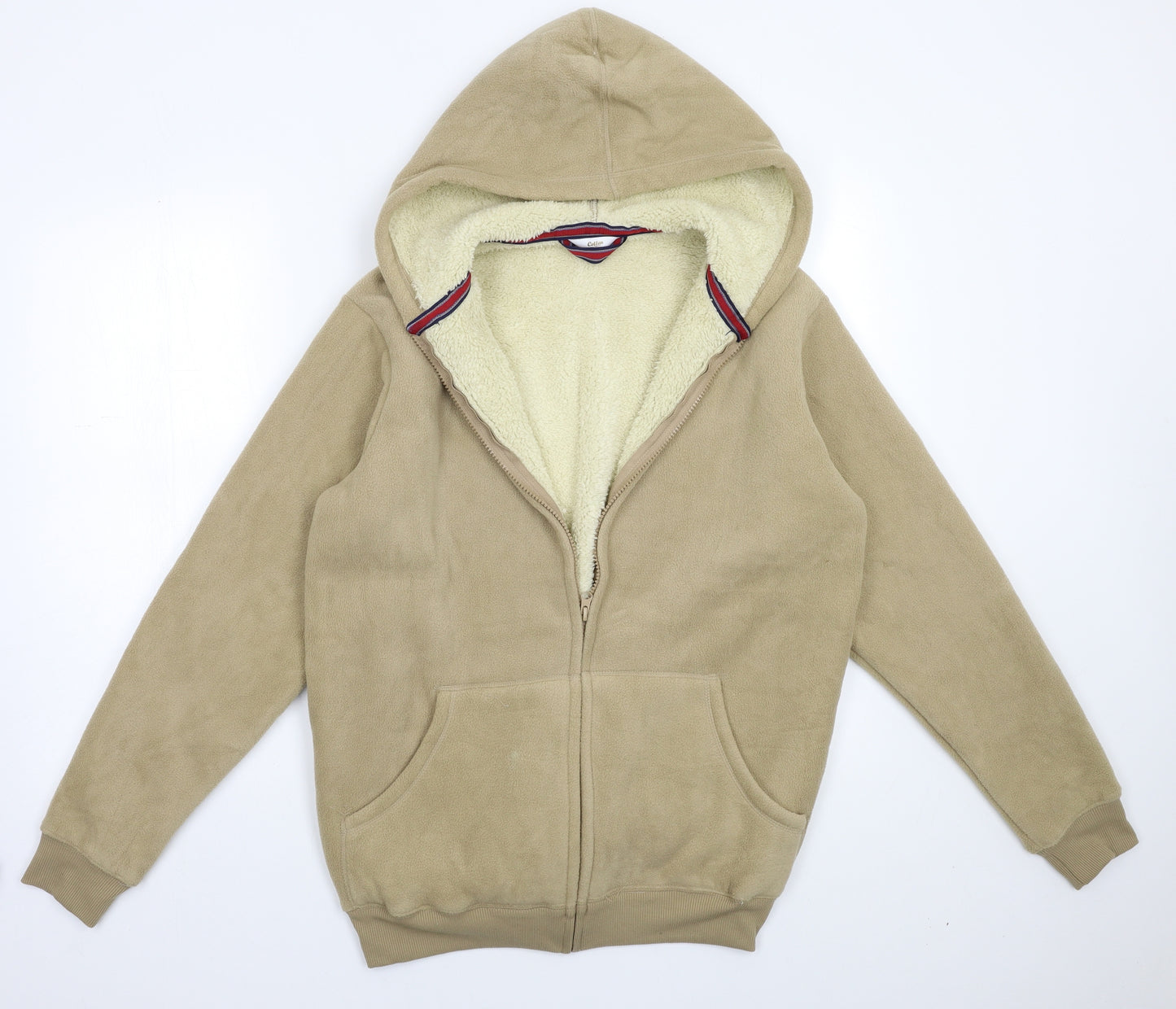 Cotton Traders Mens Beige  Fleece Full Zip Hoodie Size M