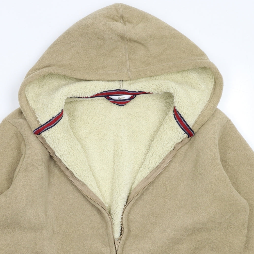Cotton Traders Mens Beige  Fleece Full Zip Hoodie Size M
