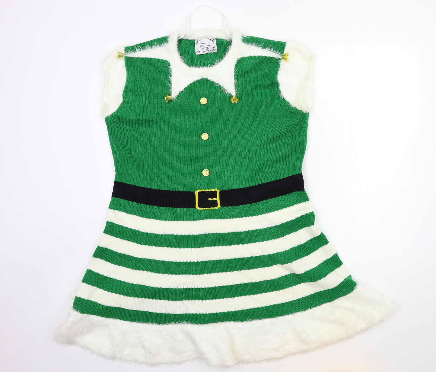 Atmosphere Womens Green Striped Knit A-Line  Size 14  - christmas