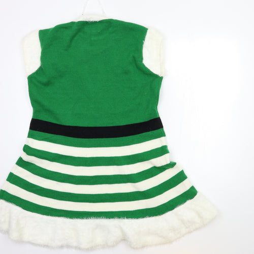 Atmosphere Womens Green Striped Knit A-Line  Size 14  - christmas