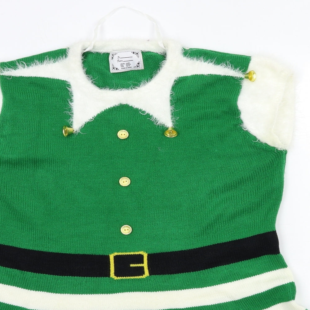Atmosphere Womens Green Striped Knit A-Line  Size 14  - christmas