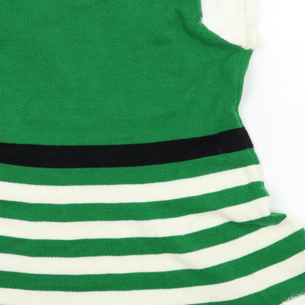 Atmosphere Womens Green Striped Knit A-Line  Size 14  - christmas
