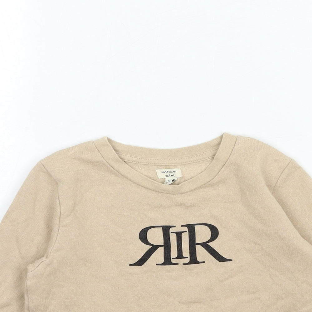 River Island Girls Beige   Pullover Sweatshirt Size 4-5 Years