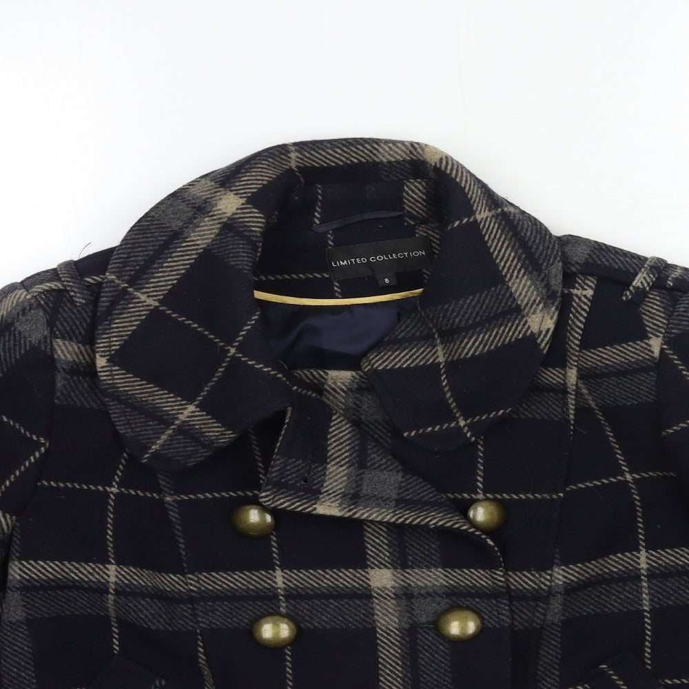 Debenhams Womens Blue Check  Jacket Coat Size 8