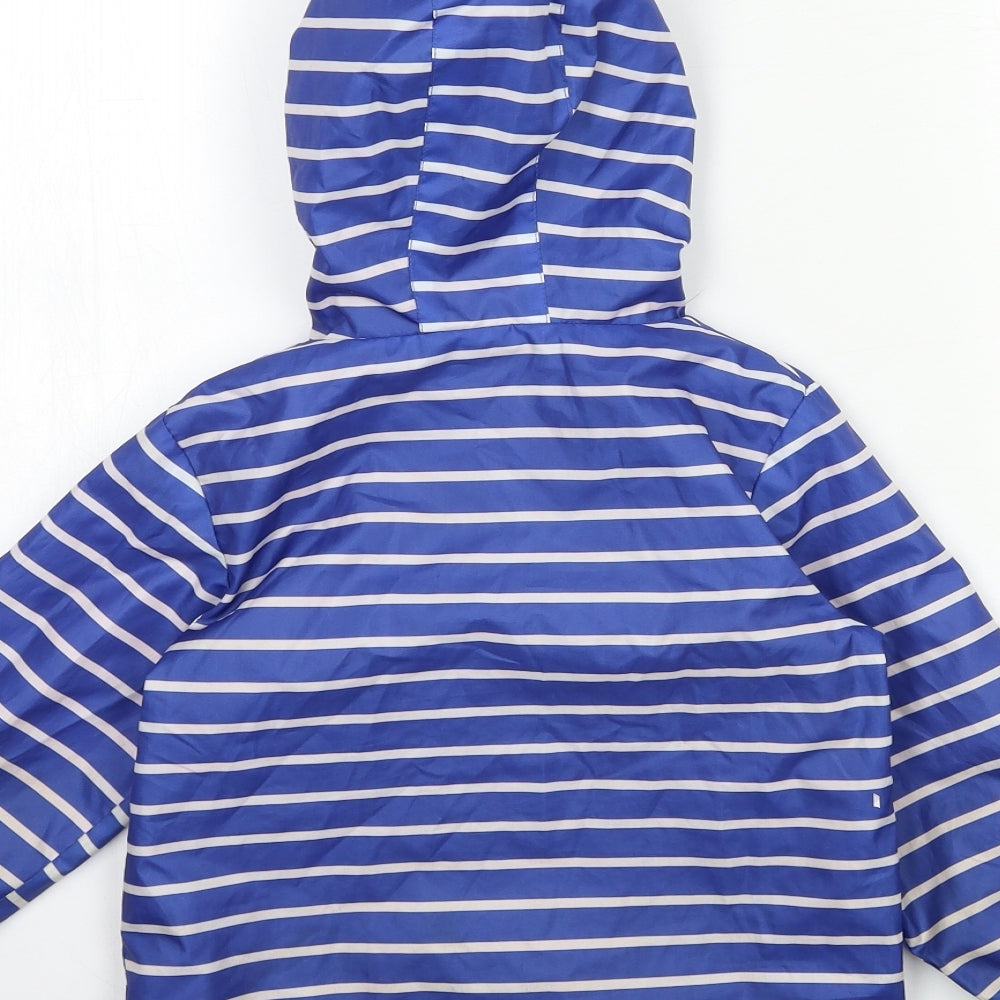 George Boys Blue Striped  Rain Coat Jacket Size 3-4 Years