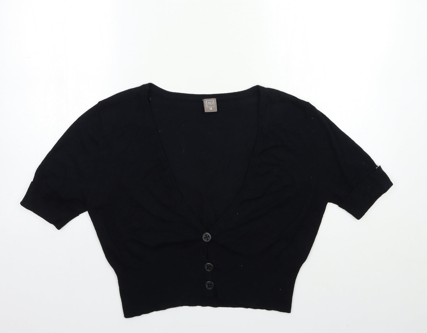 TU Womens Black  Knit Cardigan Jumper Size 14