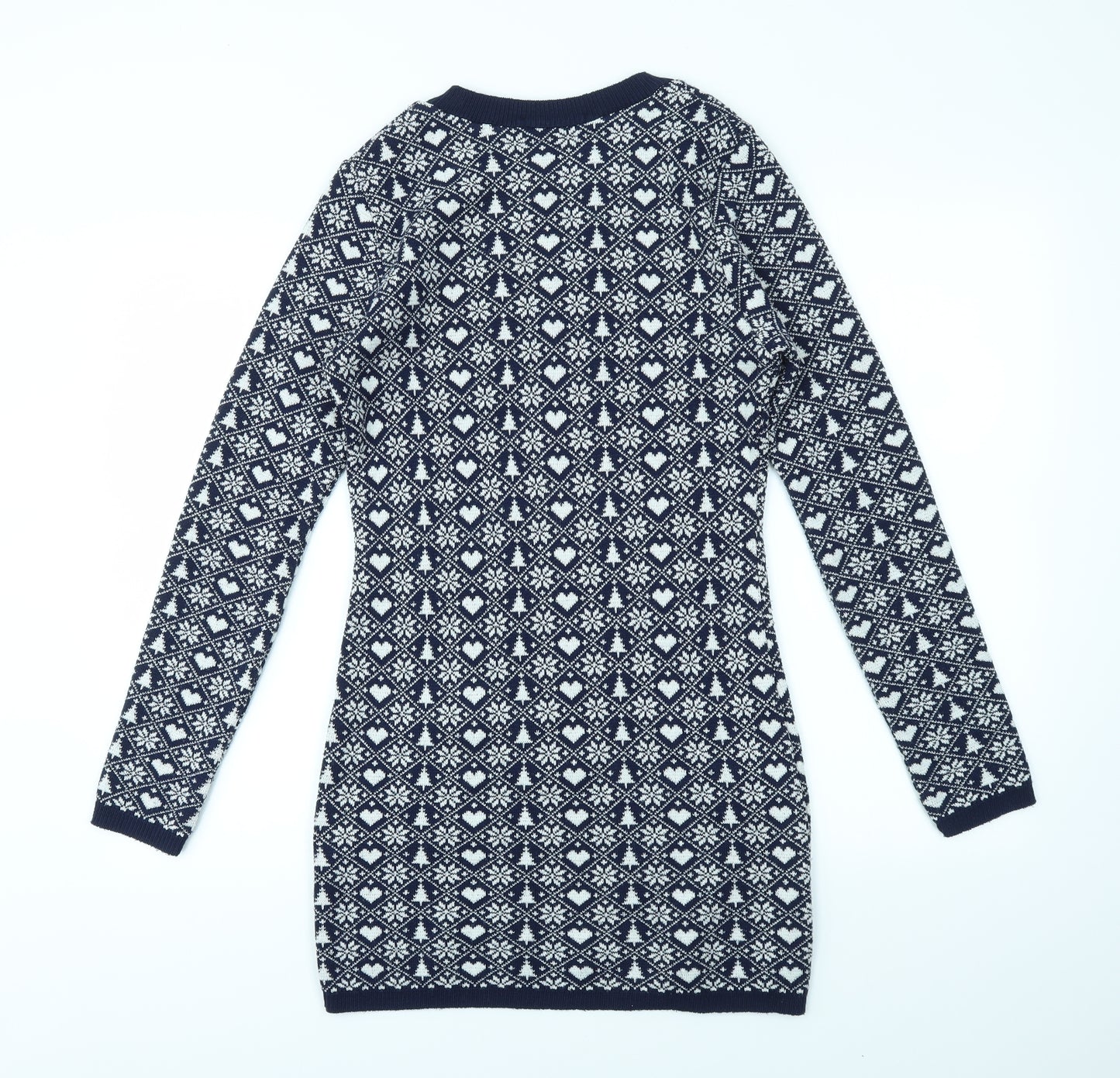 Boohoo Womens Blue Argyle/Diamond  Jumper Dress  Size M