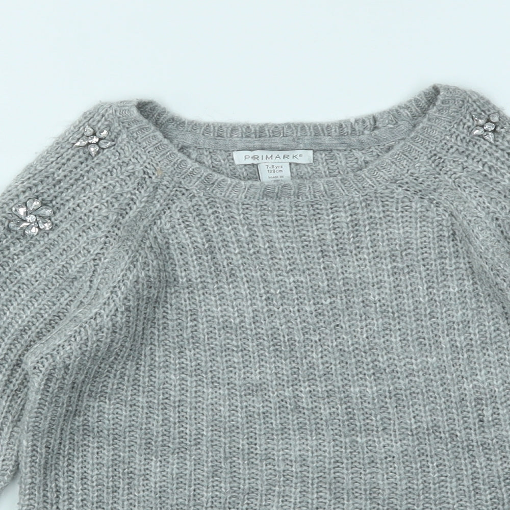 Primark Boys Grey   Pullover Jumper Size 7-8 Years