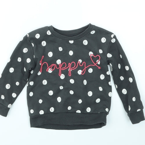 Nutmeg Girls Grey Polka Dot  Pullover Jumper Size 2-3 Years