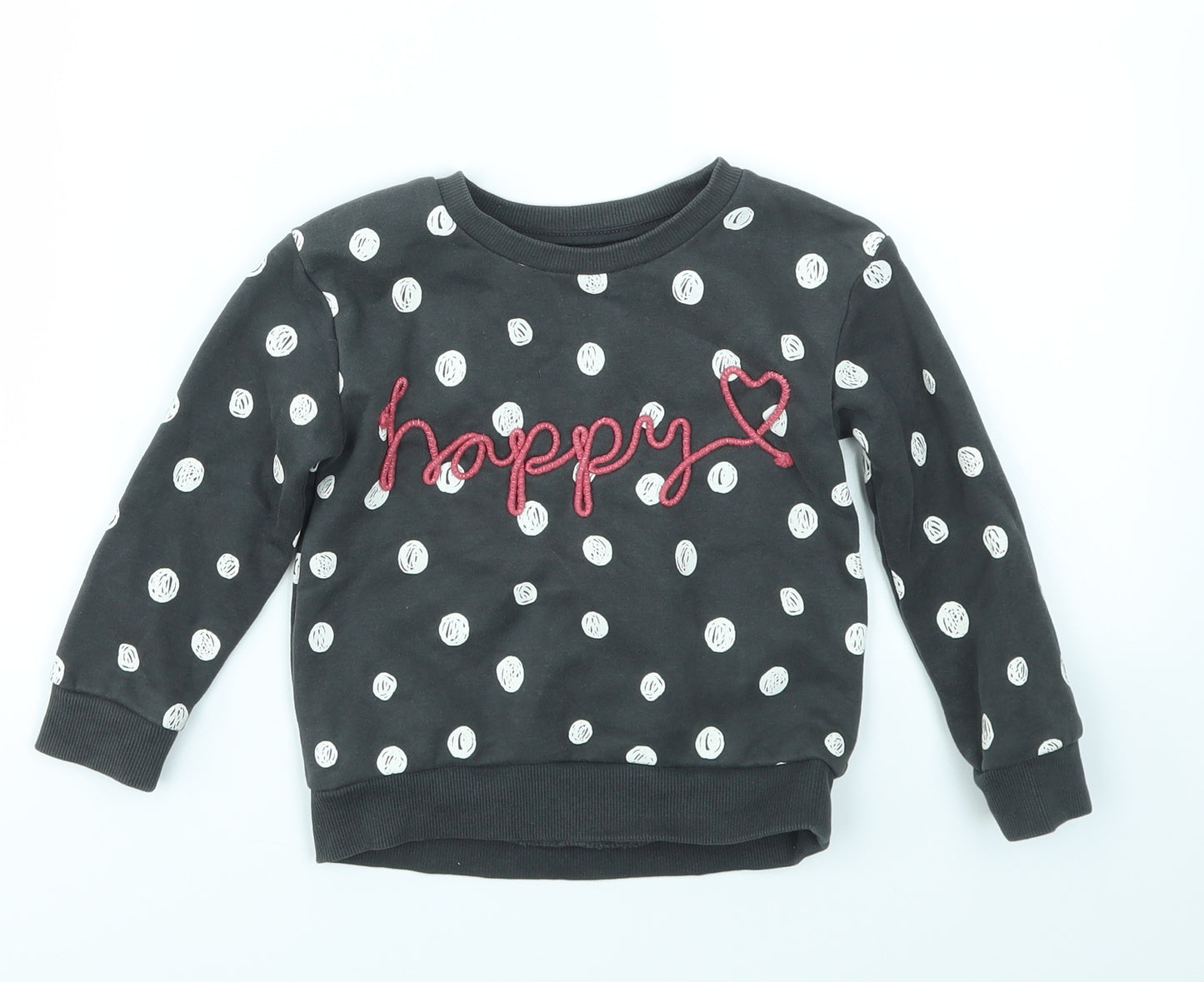 Nutmeg Girls Grey Polka Dot  Pullover Jumper Size 2-3 Years