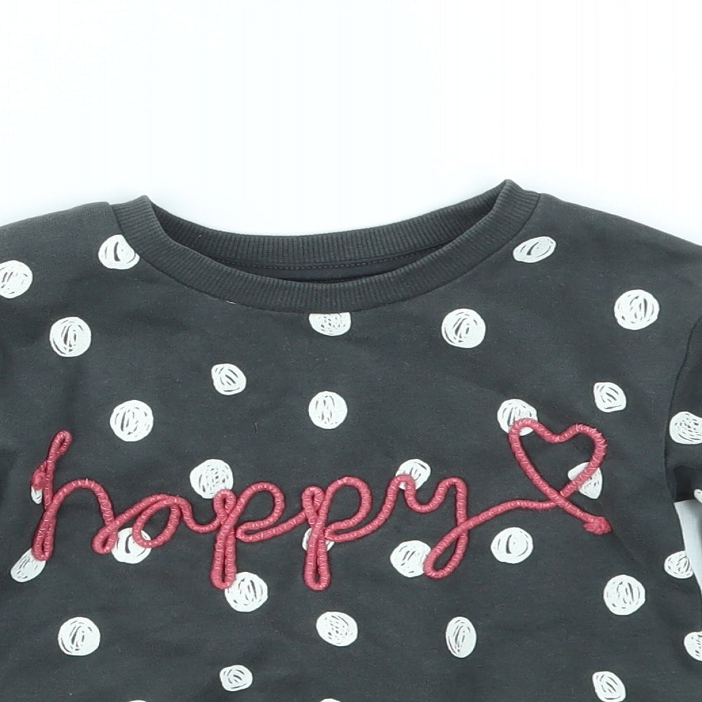 Nutmeg Girls Grey Polka Dot  Pullover Jumper Size 2-3 Years