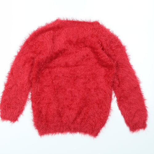 Young Dimension Girls Red Animal Print  Pullover Jumper Size 6-7 Years