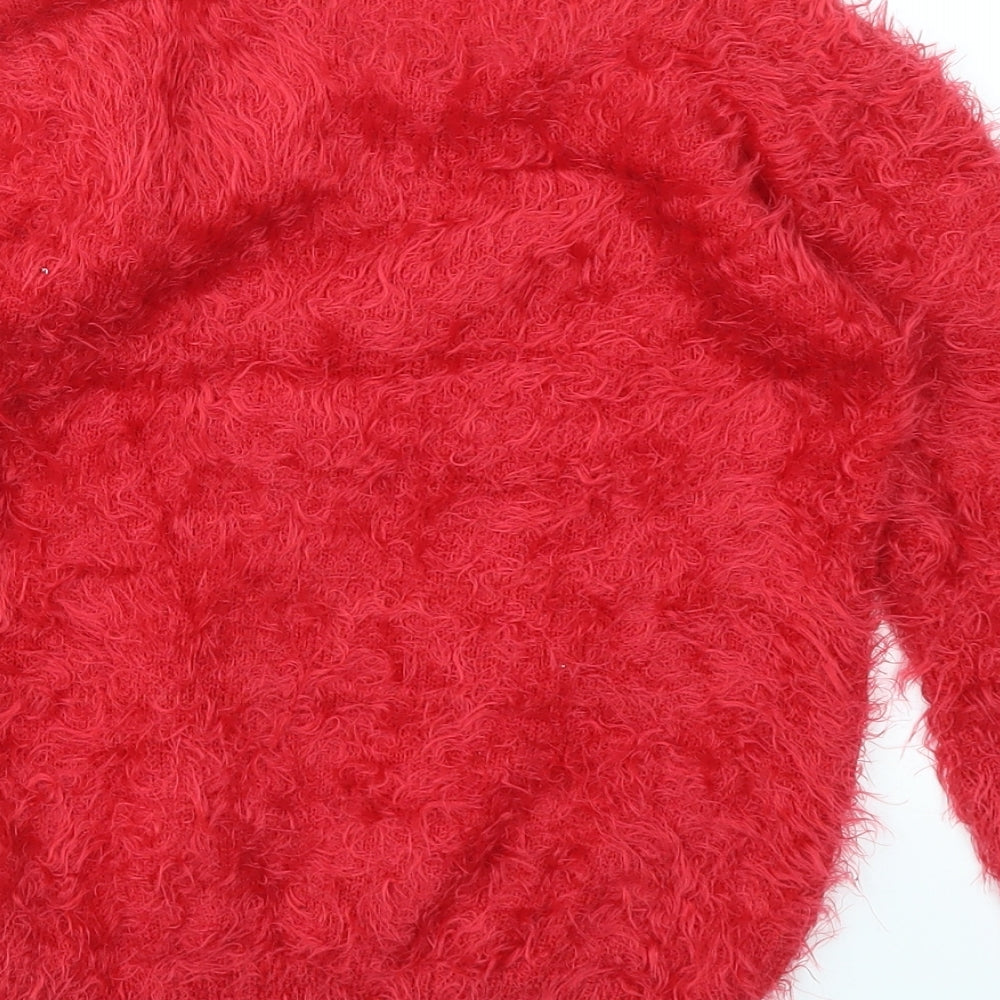Young Dimension Girls Red Animal Print  Pullover Jumper Size 6-7 Years