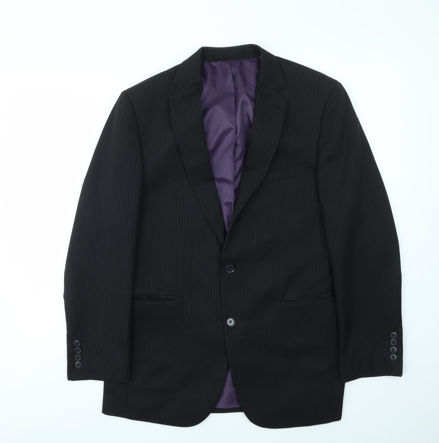 T&W Mens Black Striped  Jacket Blazer Size 38