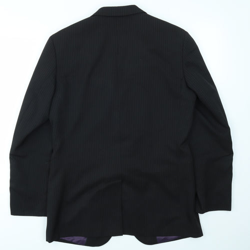 T&W Mens Black Striped  Jacket Blazer Size 38